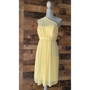 David's Bridal One Shoulder Bridesmaid Dress with Illusion Neckline